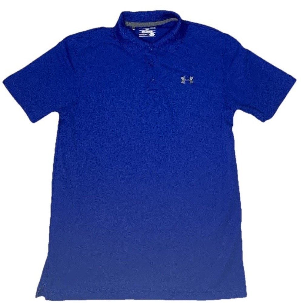 Under Armor Heat Gear Polo Shirt Men's Small Royal Blue Loose Fit Golf (337)